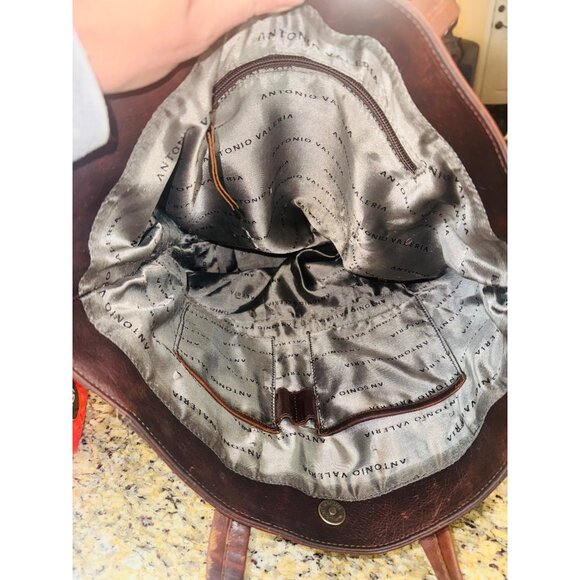 Antonio Valeria Brown Leather Tote Bag Large Computer Work Tote Bag Sustainable - Picture 8 of 9